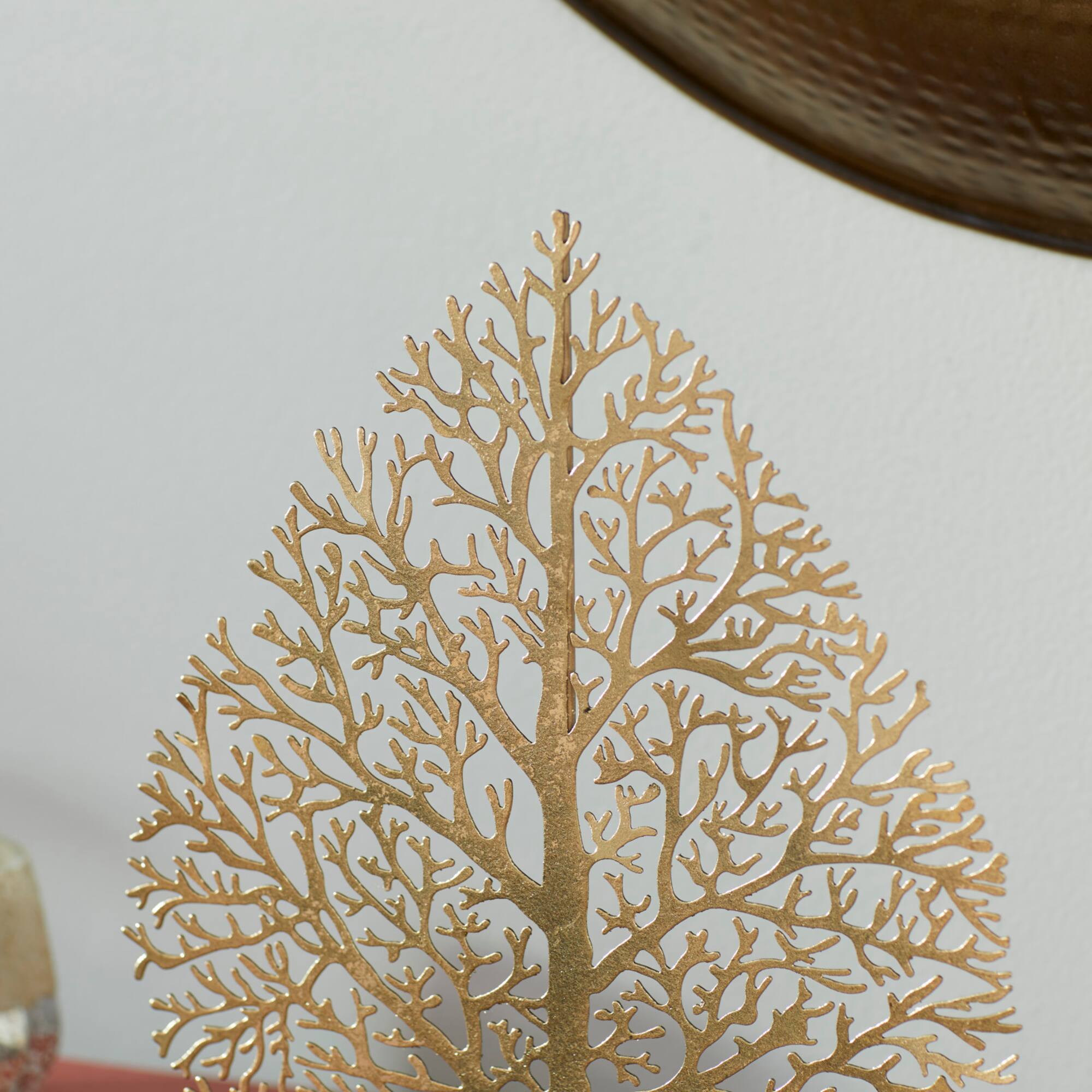 16" Gold Metal Traditional Nature Sculpture